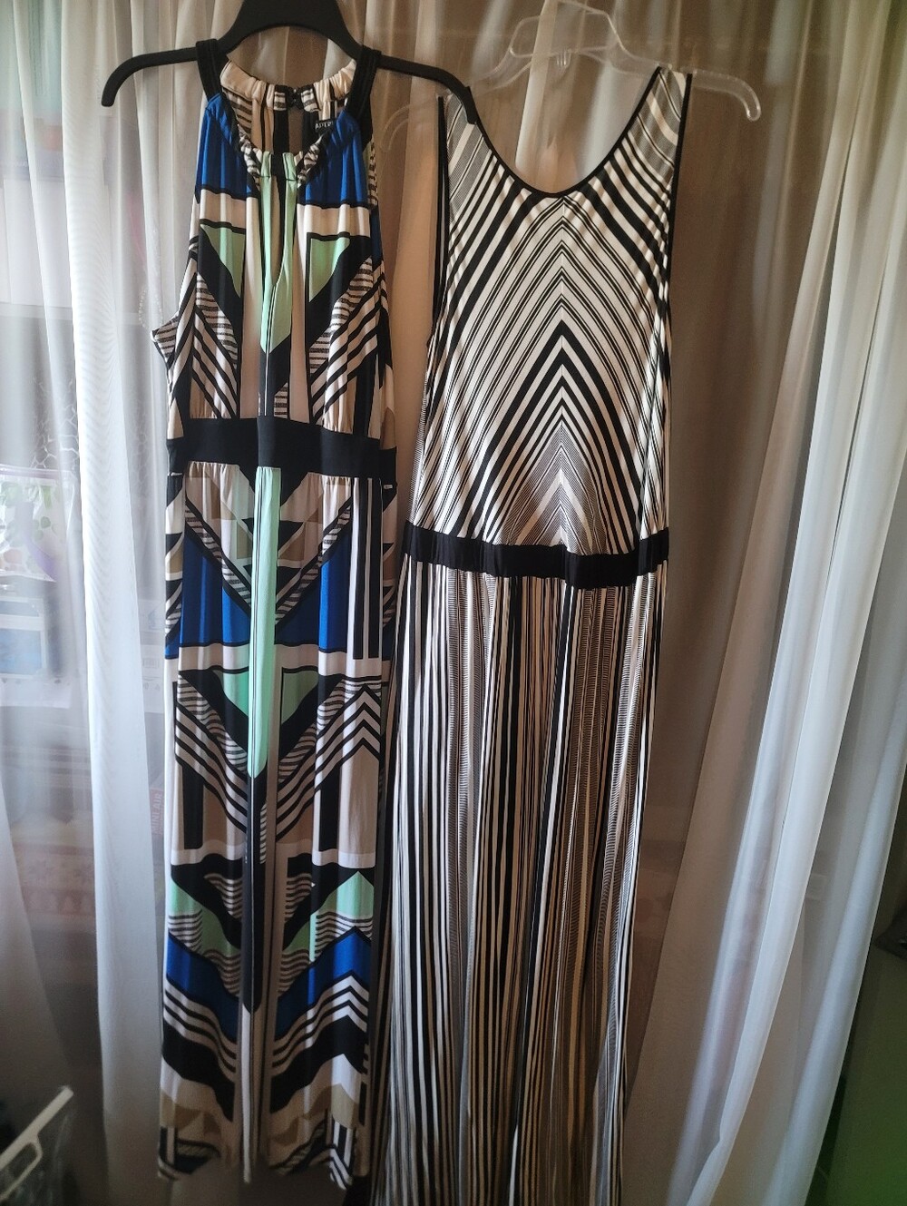 Apt. 9 Sleeveless Geometric Maxi Dress in Blue, Black & Mint